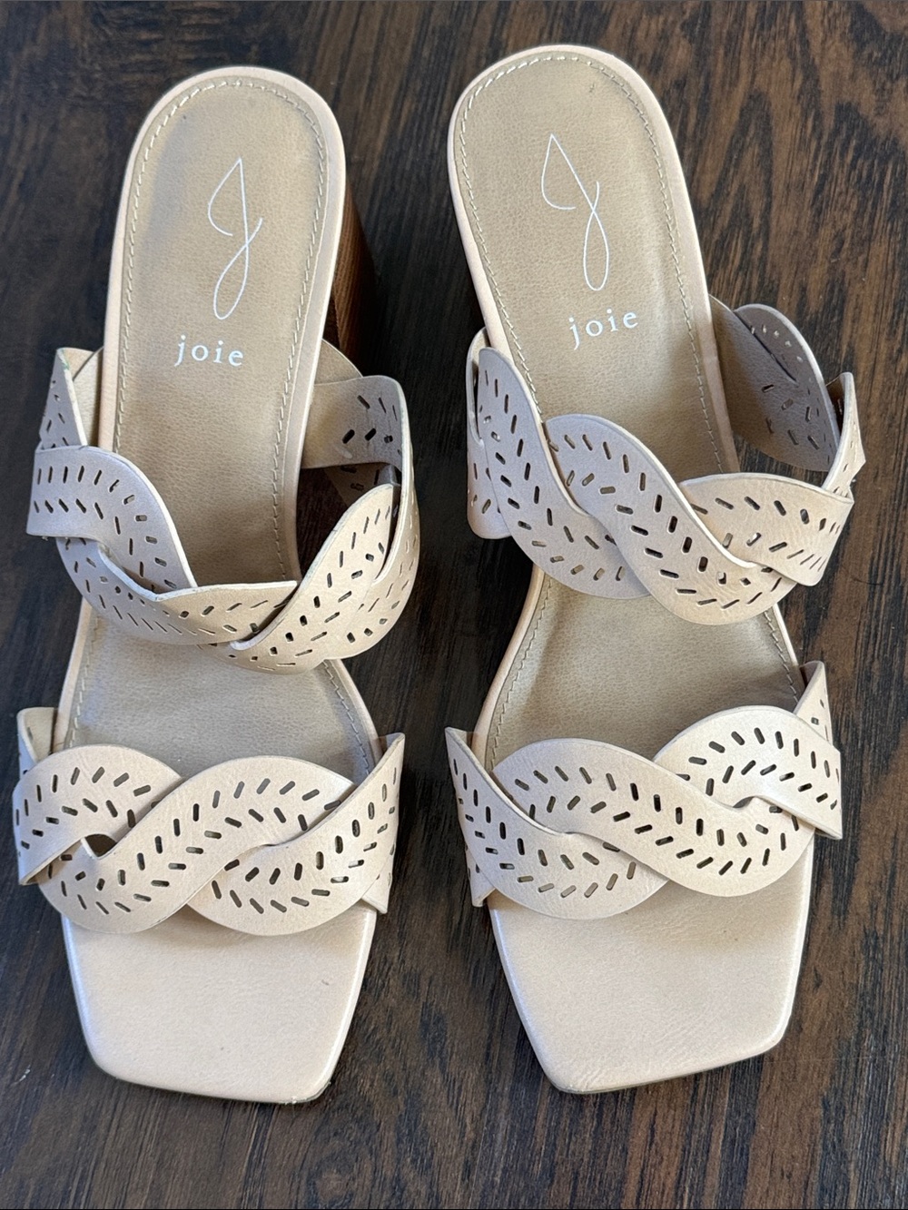 Jolie Nude Braided Laser-Cut Slide Sandals